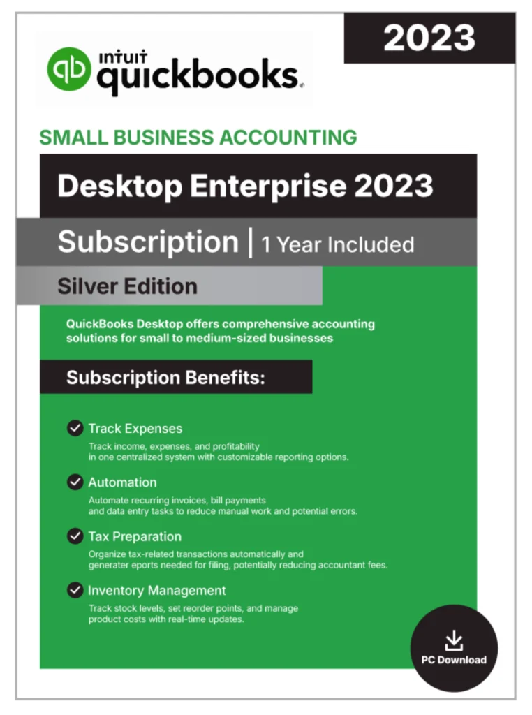 QuickBooks Desktop Enterprise 2023 – 1 Year Subscription - Desktop License