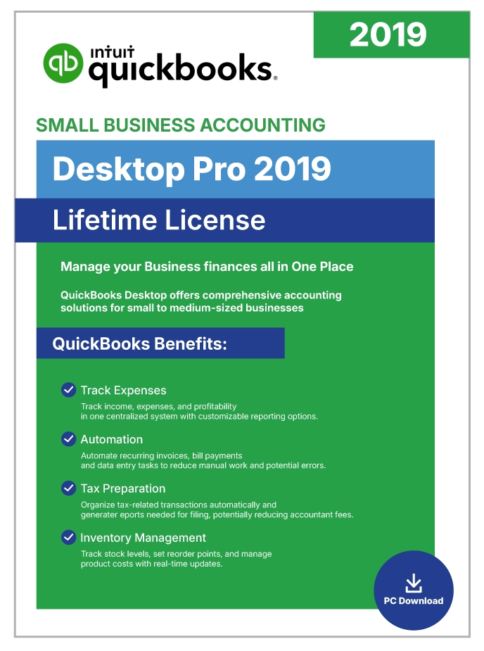 QuickBooks Desktop Pro 2019 | Lifetime License | No Subscription | 1-User | - Desktop License